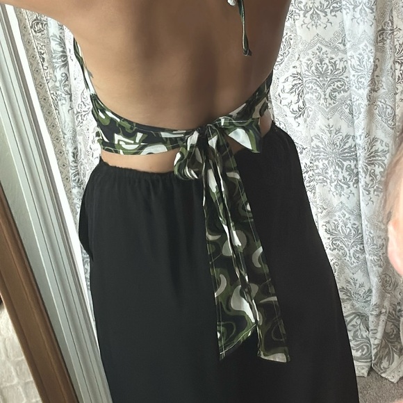 Stella Dallas Rainforest Night swirl cut out halter crop tops long tie back - Picture 6 of 7